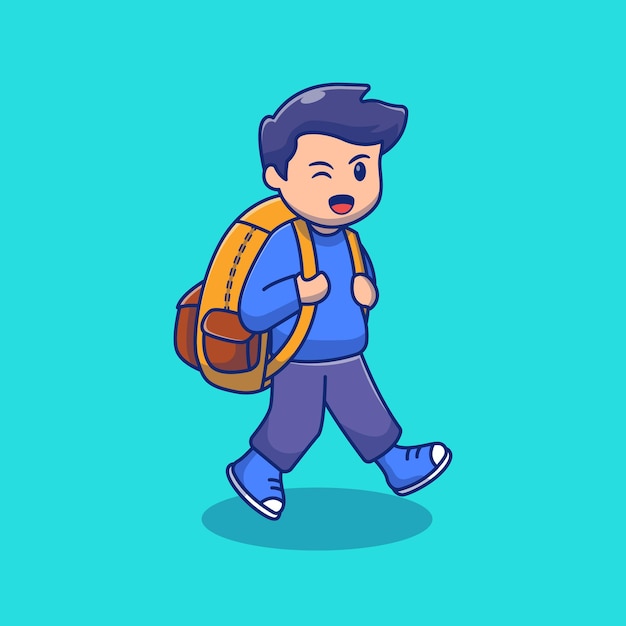 Premium Vector | Illustration design of a student walking and carrying ...