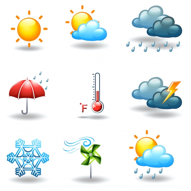 Premium Vector Illustration of the different weather conditions on a
