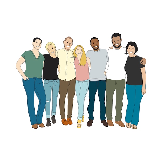 Premium Vector Illustration Of Diverse People Arms Around Each Other