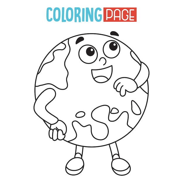 Premium Vector | Illustration of earth coloring page
