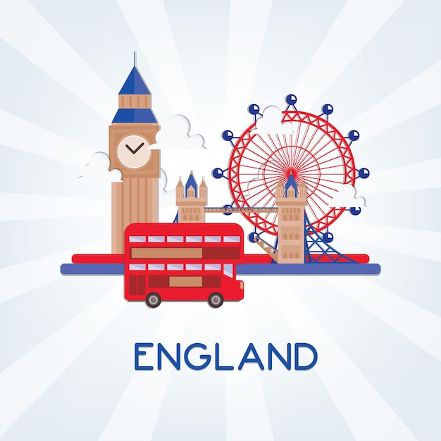 Premium Vector Illustration England With Landmark England Banner