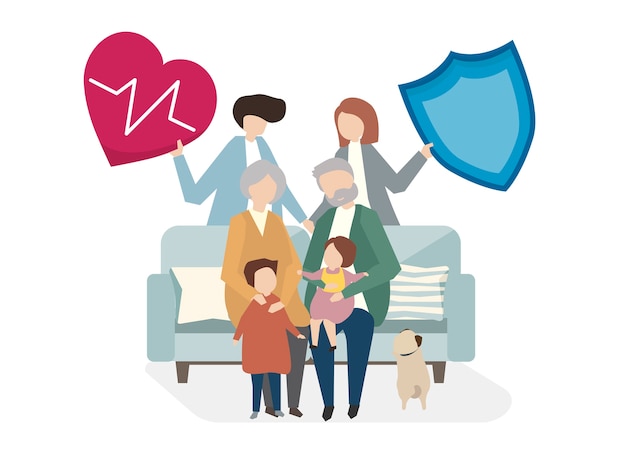 Illustration of family life insurance Free Vector