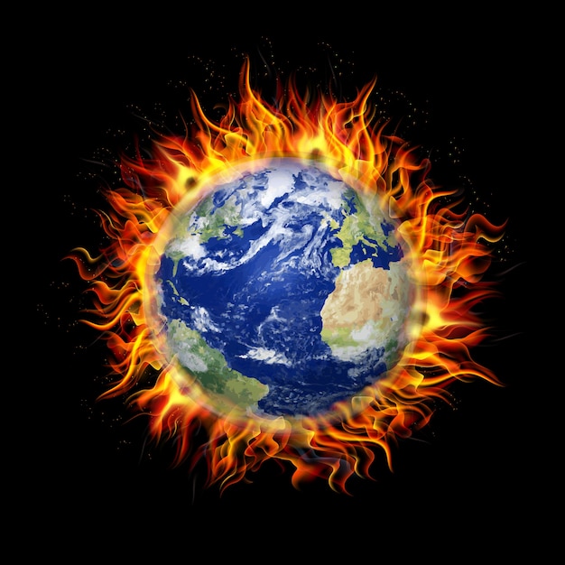 Premium Vector Illustration of fire burning earth