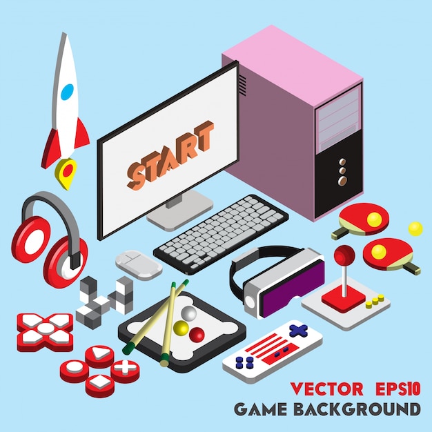 Free Vector | Illustration of game icons set concept in isometric graphic