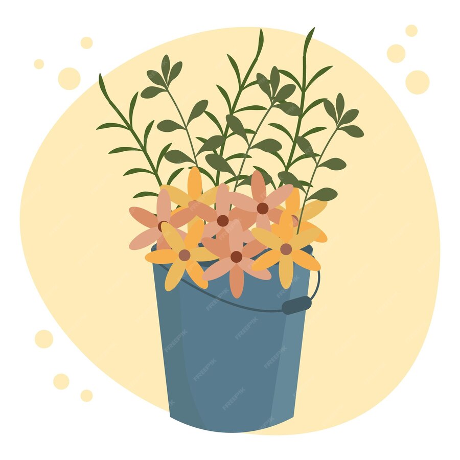 Premium Vector Illustration On A Garden Theme A Painted Bucket With