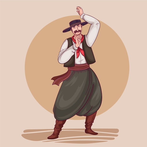 Free Vector | Illustration of gaucho dancing in hand drawn style