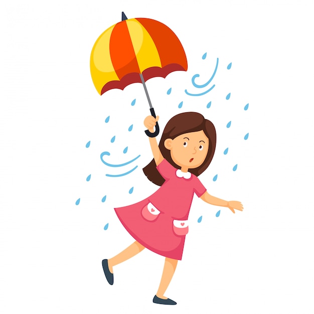 Premium Vector | Illustration of a girl holding an umbrella