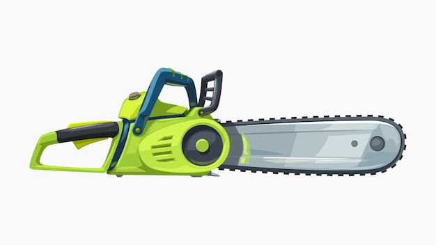 Premium Vector Illustration Of Green Petrol Chainsaw Side View Isolated On White Background