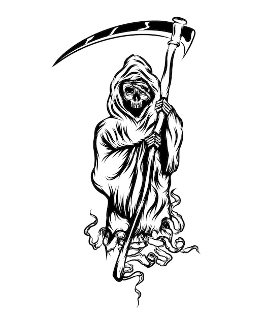 Premium Vector | The illustration of the grim reaper standing and ...