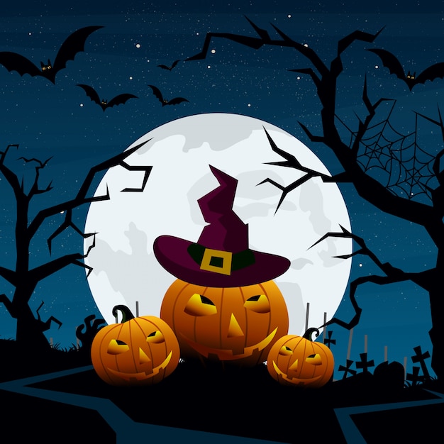 pumpkin in the dark moonlight
