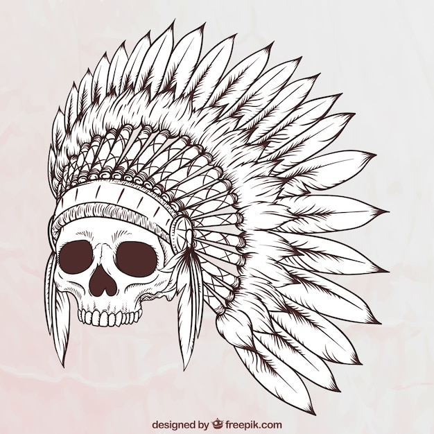 Illustration of hand drawn indian skull Vector | Free Download