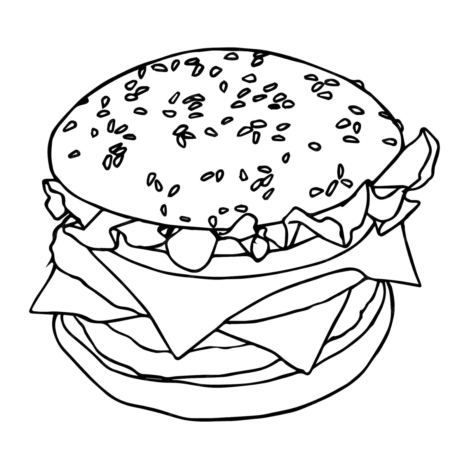 Premium Vector | Illustration handdrawn outline burger for coloring