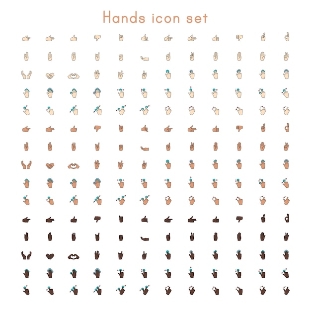 Illustration of hands gesture set in thin line Free Vector