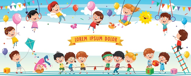 Illustration of happy children Premium Vector