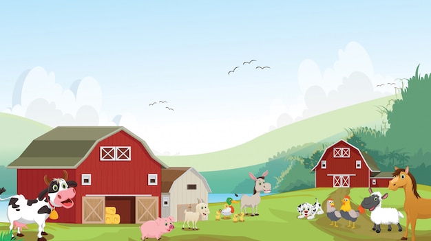 Premium Vector | Illustration of happy farm animal cartoon