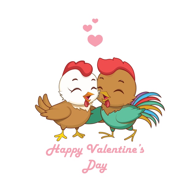 Premium Vector Illustration of a hen and rooster in love