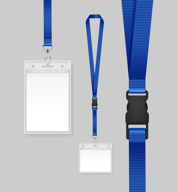 Premium Vector | Illustration of identification card with blue ribbon.