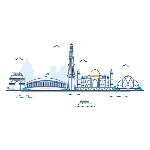 Illustration of india skyline. Premium Vector