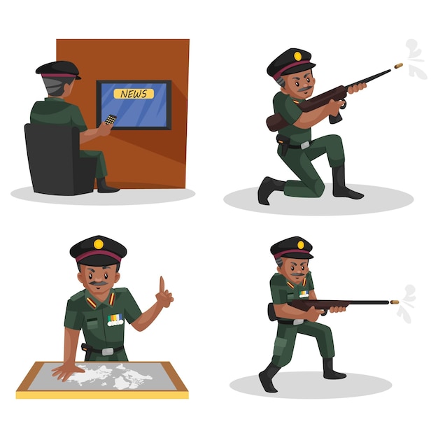 Premium Vector | Illustration of indian army man character set