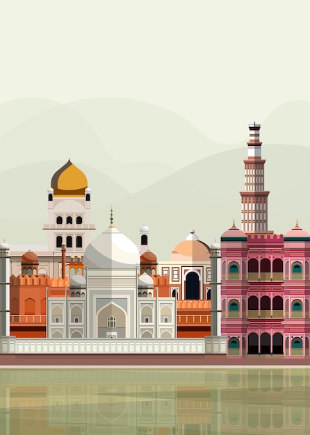 Free Vector | Illustration of indian landmarks