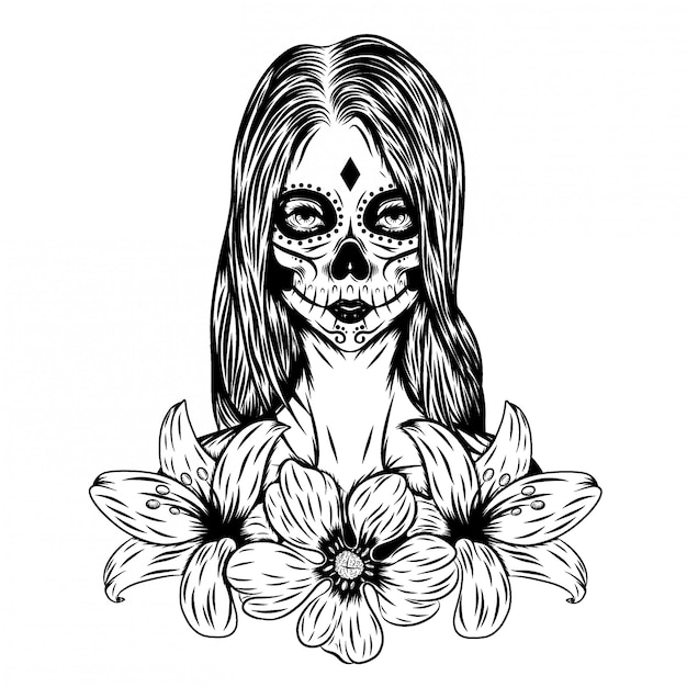 Premium Vector Illustration inspiration of a day of dead face art