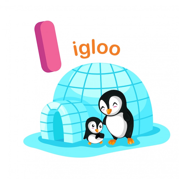 Premium Vector | Illustration isolated alphabet letter i igloo