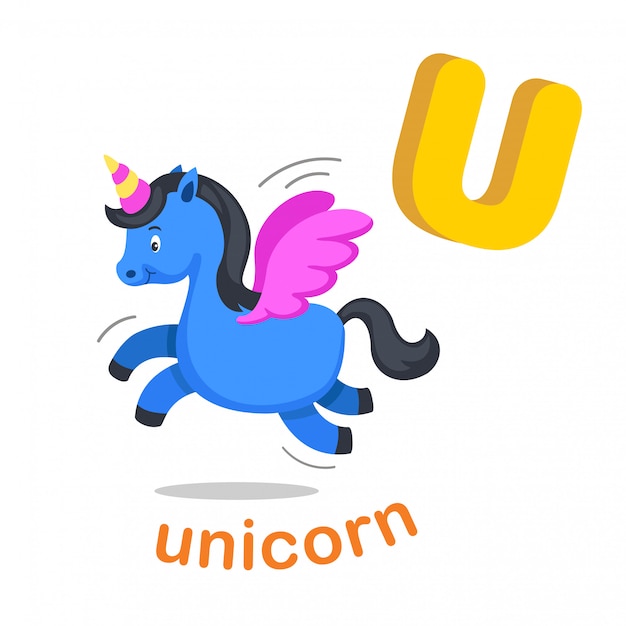 Premium Vector | Illustration isolated alphabet letter u unicorn