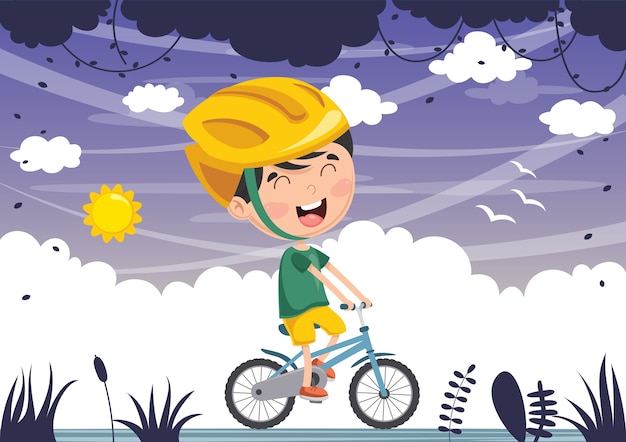 Premium Vector | Illustration of kid cycling