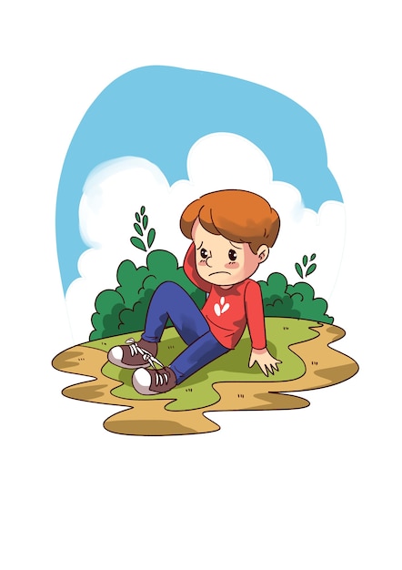 Premium Vector | Illustration of kid fall on ground