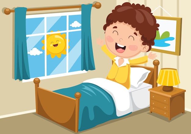 Premium Vector | Illustration of kid waking up