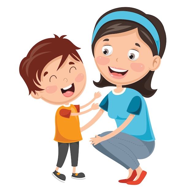 Premium Vector | Illustration of kid with mother