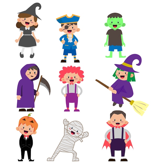 Premium Vector | Illustration of kids character wearing halloween costume