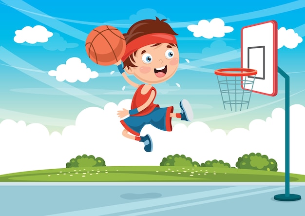 Premium Vector Illustration Of Kids Playing Basketball