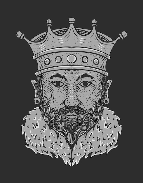 Premium Vector | Illustration king head engraving style