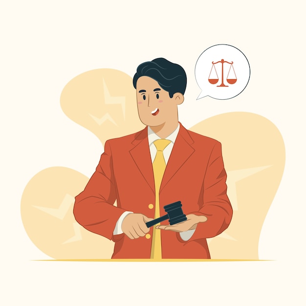 Premium Vector | Illustration of lawyer holding gavel