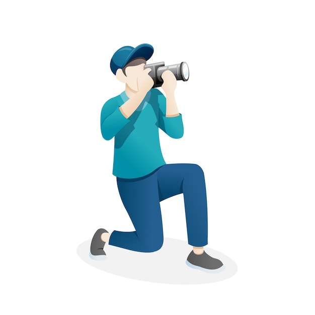 Premium Vector Illustration Male Photographer