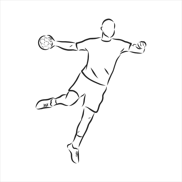 Premium Vector | Illustration of man playing handball . black and white ...