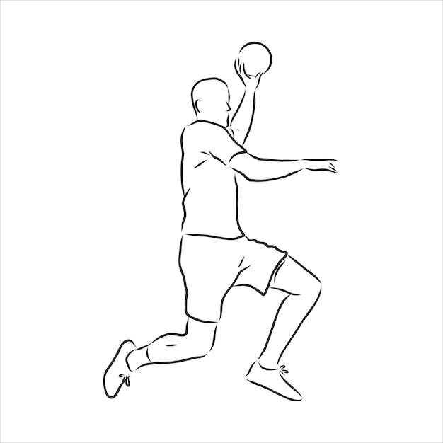 Premium Vector | Illustration of man playing handball . black and white ...