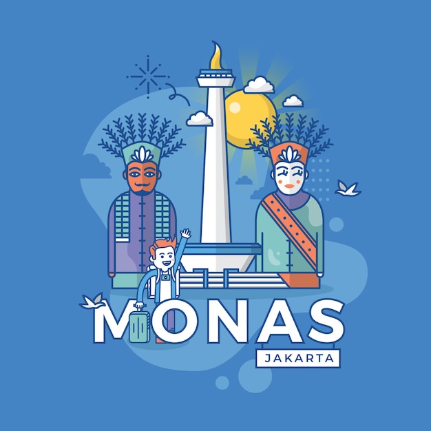 Premium Vector Illustration Of Monas Jakarta Indonesia Landmark