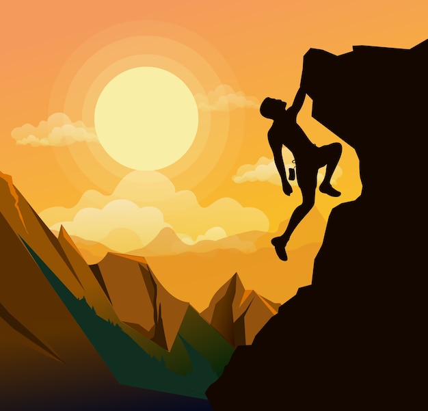 Premium Vector | Illustration of mountain climbing man on the mountains ...