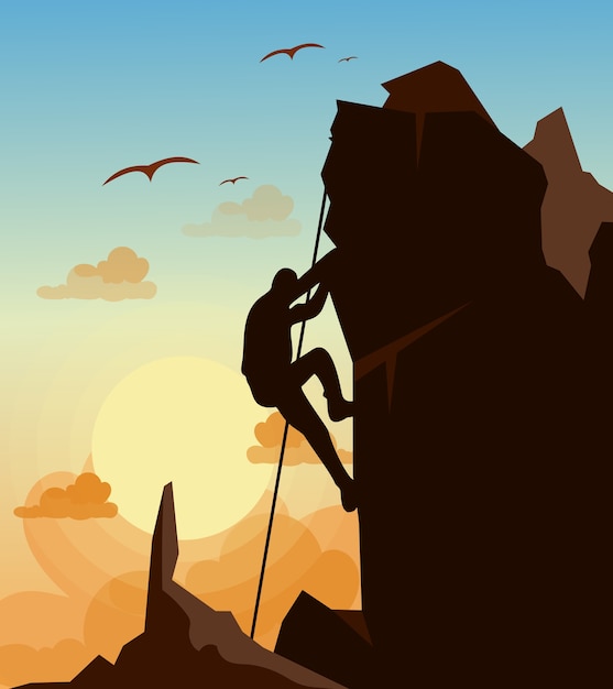 Premium Vector | Illustration of mountain climbing man on the mountains ...