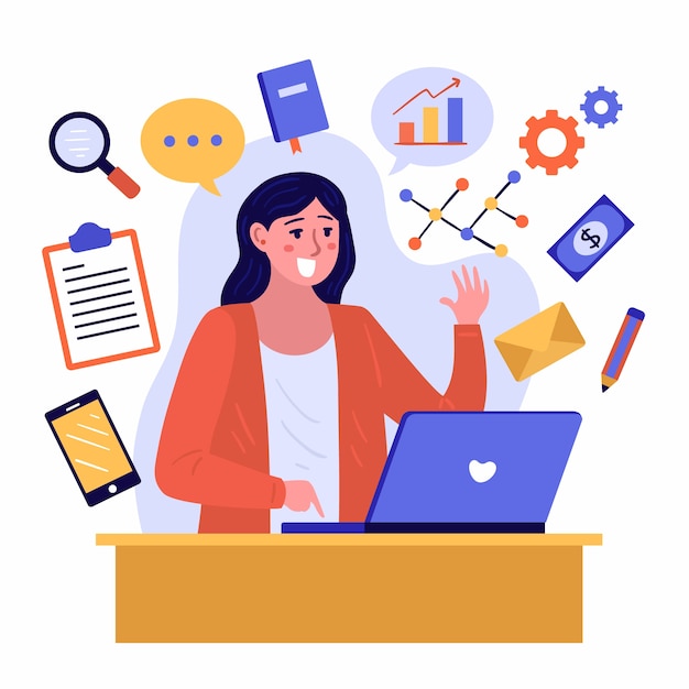 Free Vector | Illustration of a multitasking person