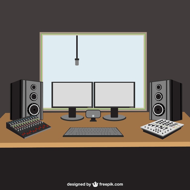 Download Illustration of music studio | Free Vector