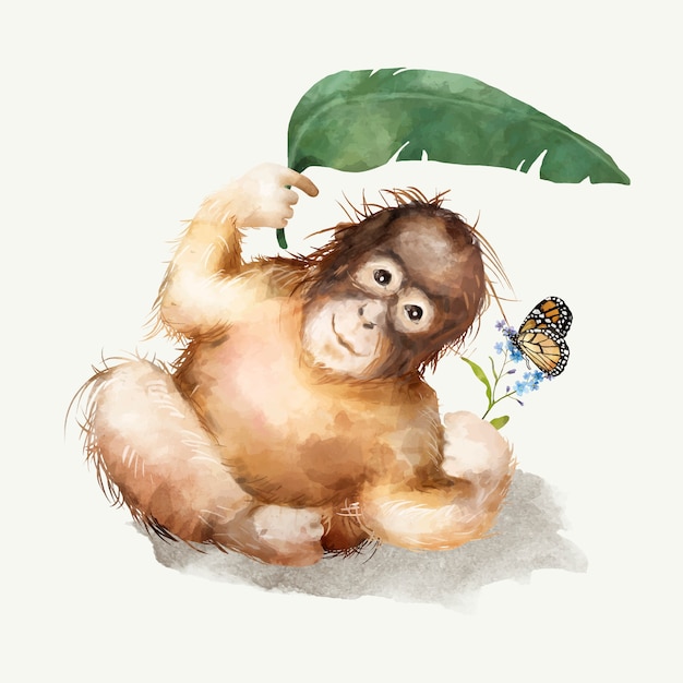 赤ちゃんチンパンジーのイラスト プレミアムベクター