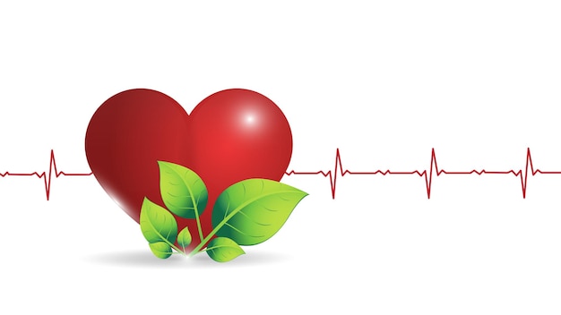 輝く心拍数のグラフィックの背景に人間の心臓のイラスト プレミアムベクター