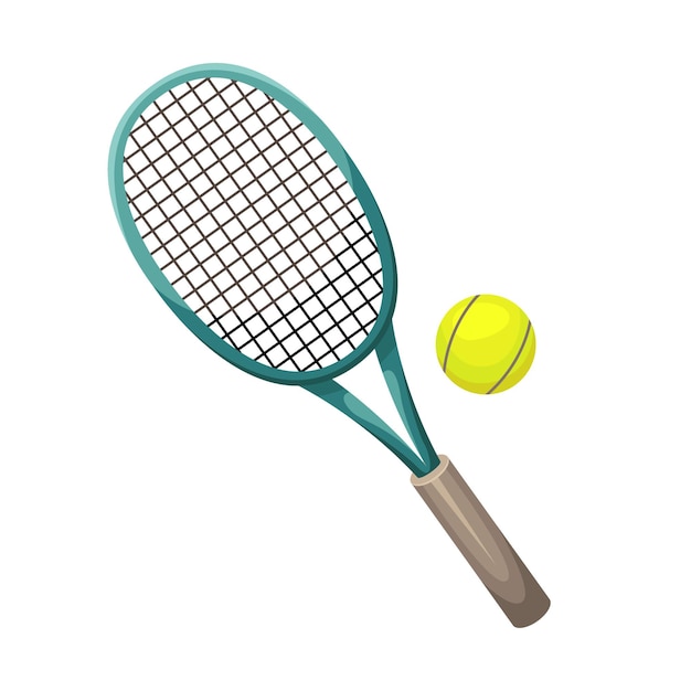 ボールとテニスラケットのイラスト プレミアムベクター