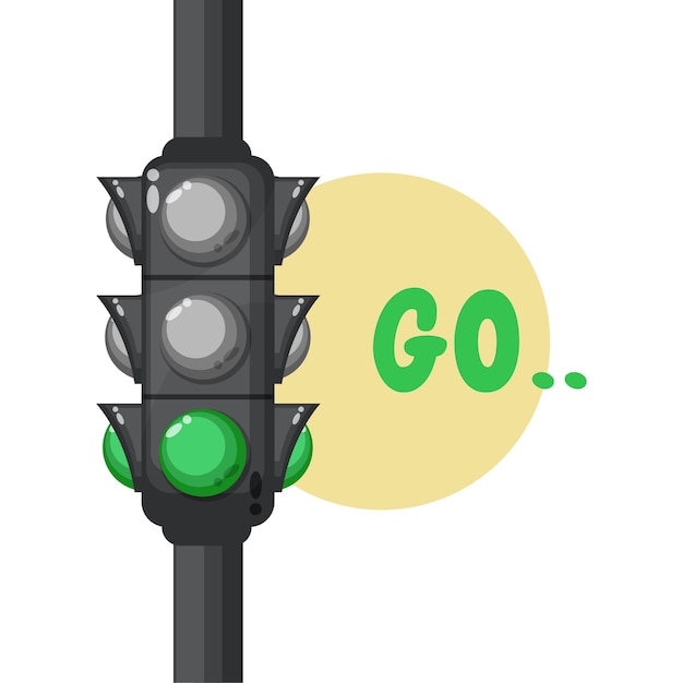 緑色の信号で信号機のイラスト プレミアムベクター