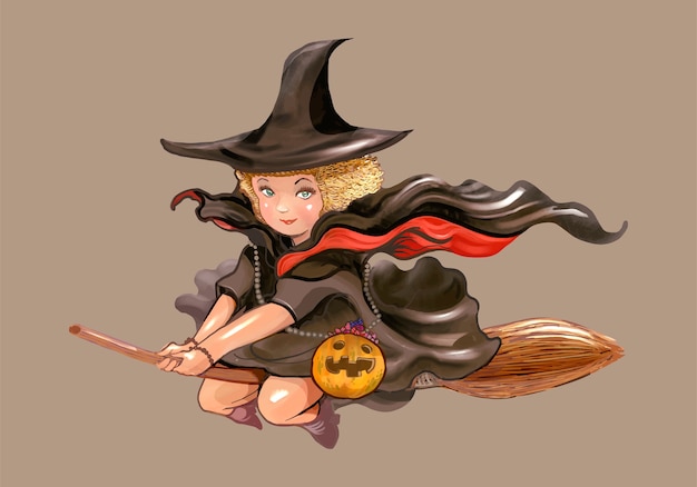 Halloweenのための魔女のアイコンのイラスト 無料のベクター