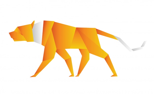 折り紙の虎オレンジ色のイラスト プレミアムベクター
