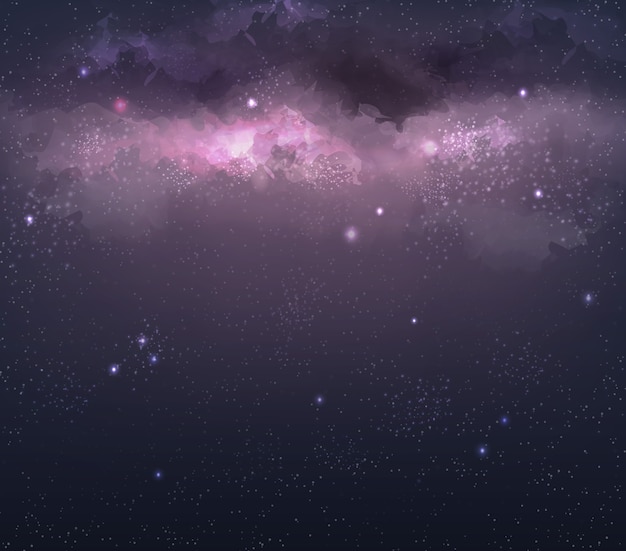 宇宙の明るくカラフルな星雲と銀河のイラスト プレミアムベクター
